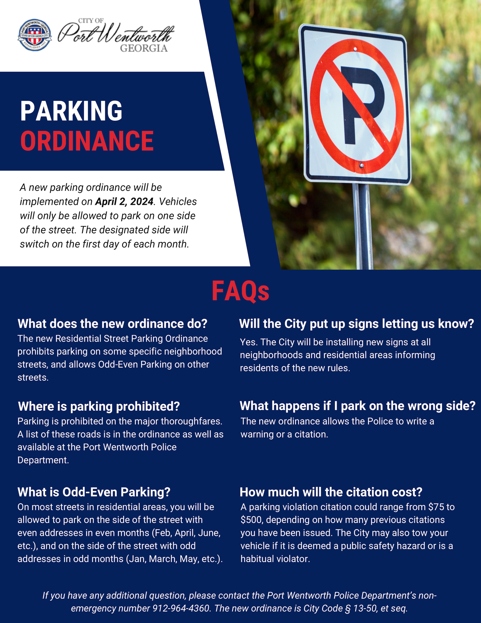 PW Parking Ordinance Flyer